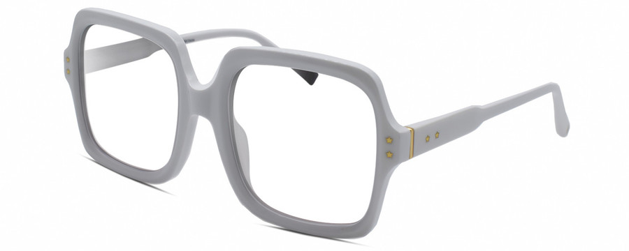 Profile View of Elton John INCOGNITO 2 Designer Progressive Lens Prescription Rx Eyeglasses in White Gold Unisex Square Full Rim Acetate 58 mm