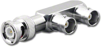 BNC Adapter Splitter Male to Two Female F Configuration - 200-129 