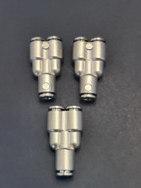 Full metal Y Push-in 1/4 to brass NPT 1/8 fitting Severe Duty