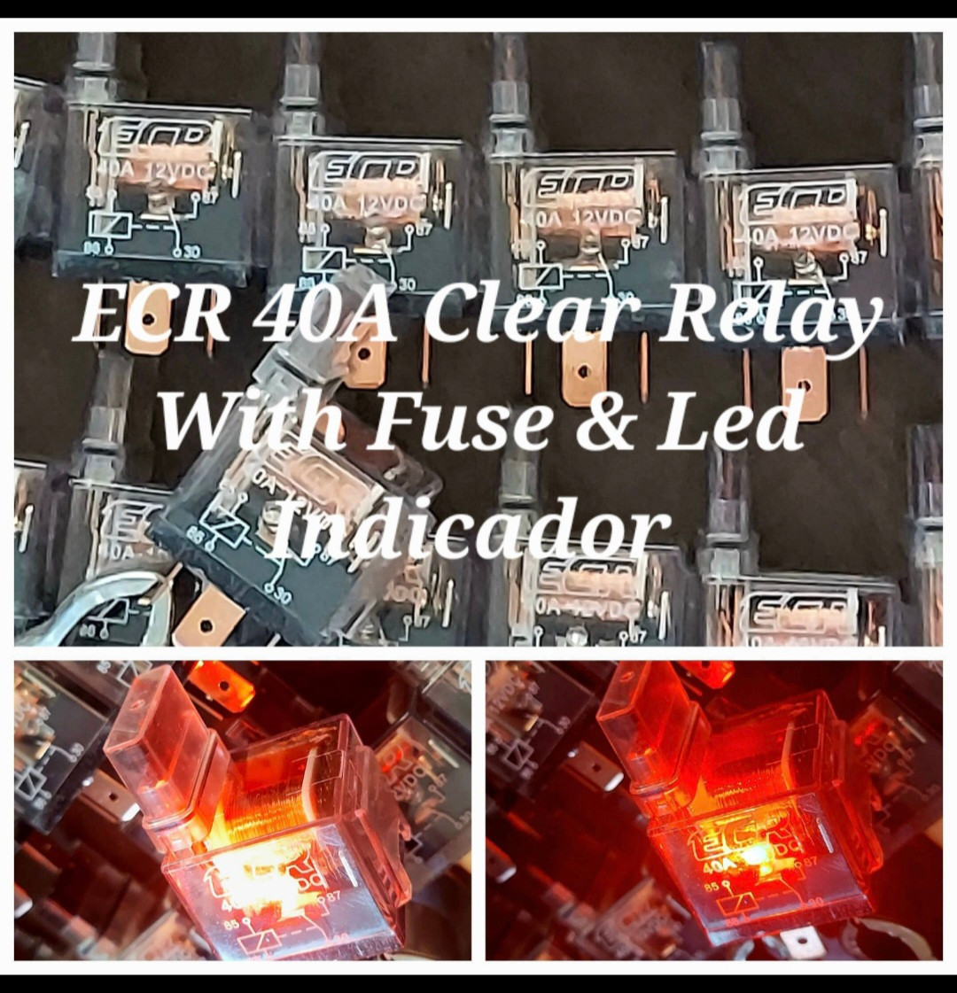 40 AMP Relay with LED & Fuse- Clear Cover
