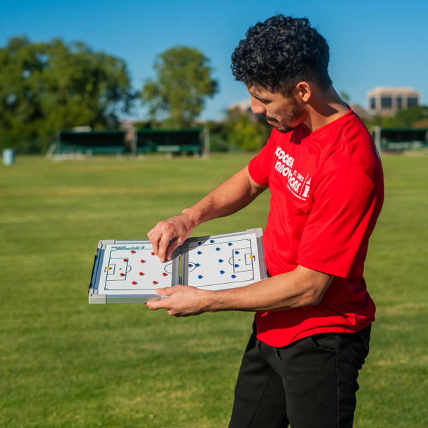 Soccer Innovations Magnetic Hinge Tactic Board | Action shot of Small Hinge Tactic Board