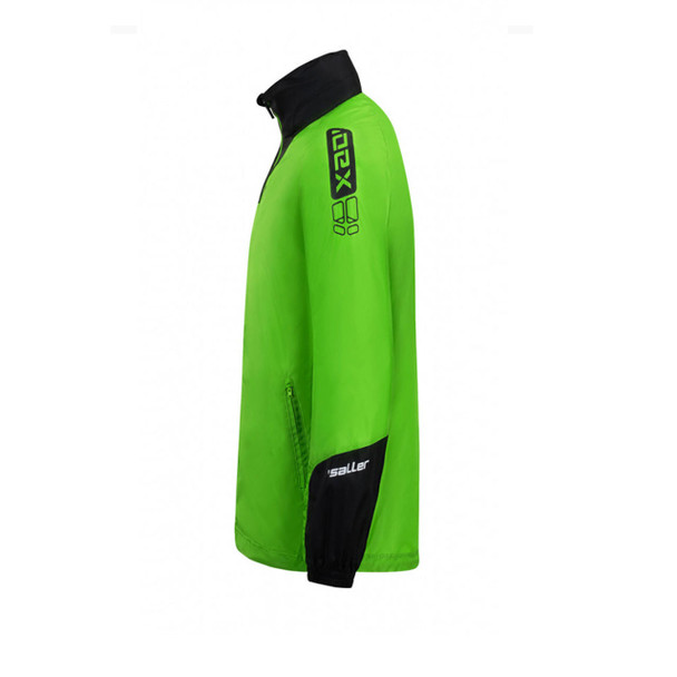 left side green and black training jacket