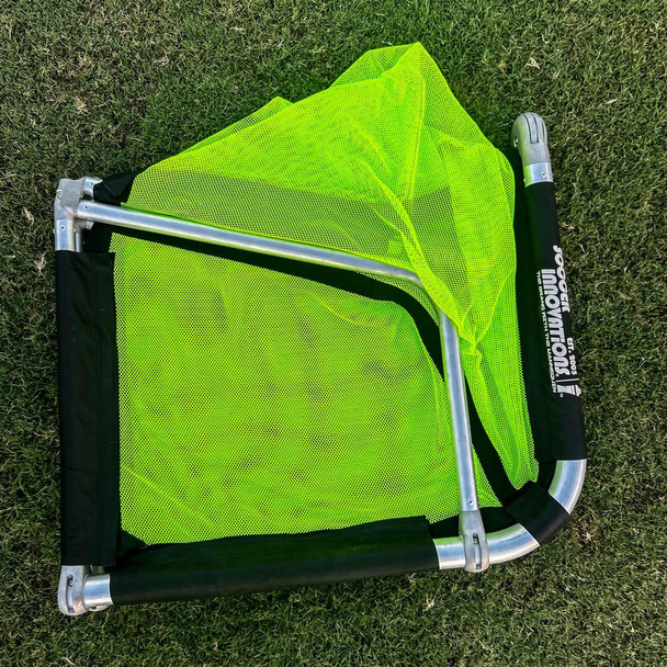 Collapsing portable 5'x3' free standing soccer goal neon yellow
