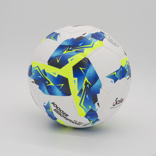 size 4 futsal soccer ball blue yellow design