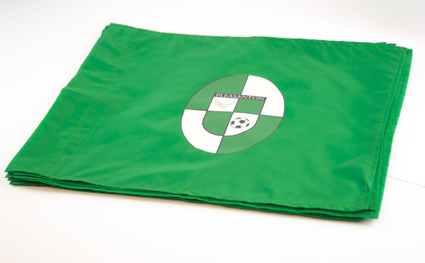 Green custom corner flags for soccer