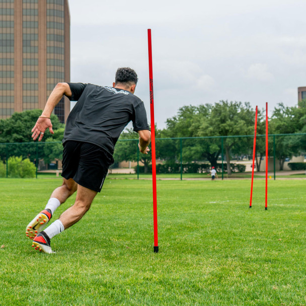 Dribbling speed poles for soccer