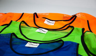 Soccer innovations Premier Stripped bibs orange green and yellow