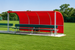 Bench shade cover for soccer - red MVP Team Shelter with zip off sides.