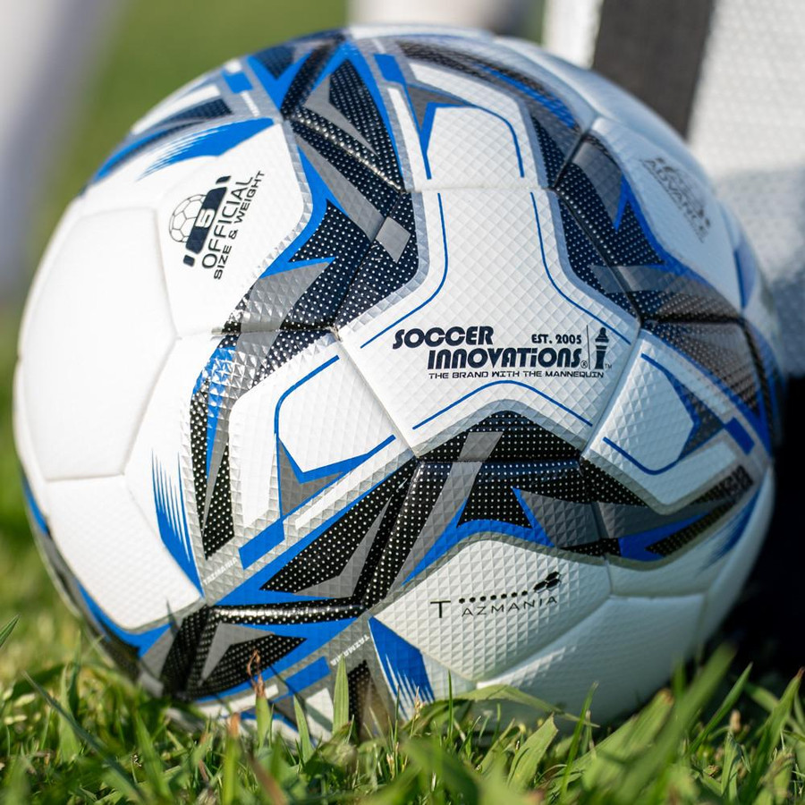 Blue Tazmania thermo match soccer ball, NFHS approved size 5