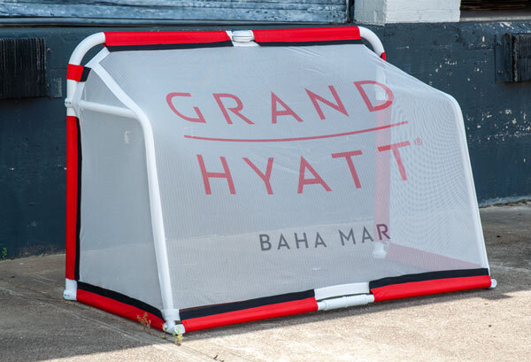 Custom red soccer net for soccer goal