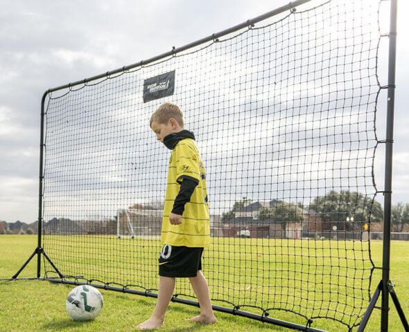 Set of nested pop-up mini goals ready for portable soccer practice