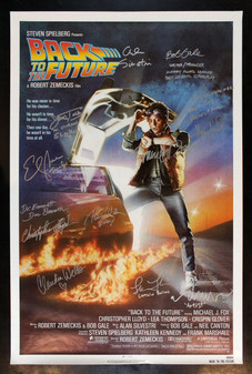 BACK TO THE FUTURE ROLLED NSS 1SH C8-C9 AUTOGRAPHED BY 11 (AUG25) #7830