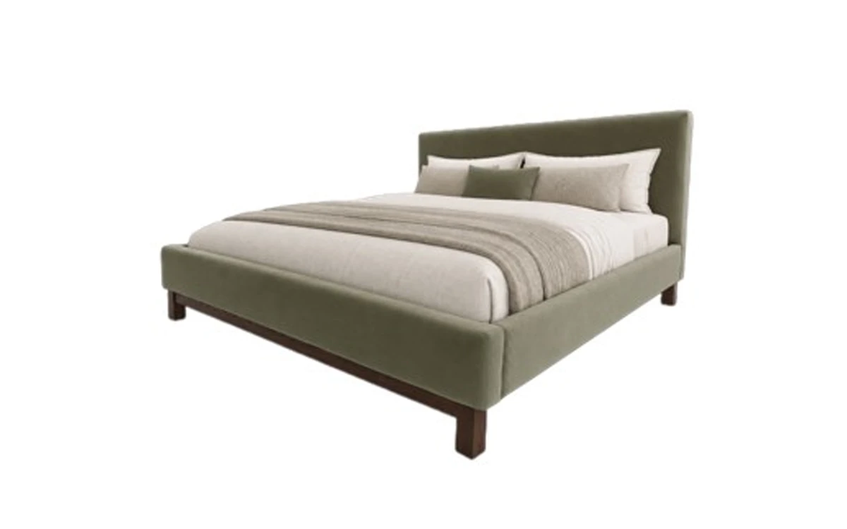 Carmet High Leg Bed front 45 dressed 