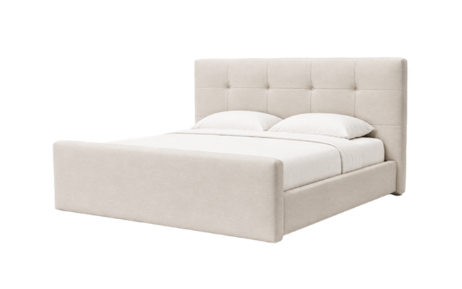 Carmet Tufted Platform Bed front 45 dressed 