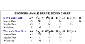 Ankle Brace Size Chart