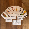 The source search cards fanned out on display.