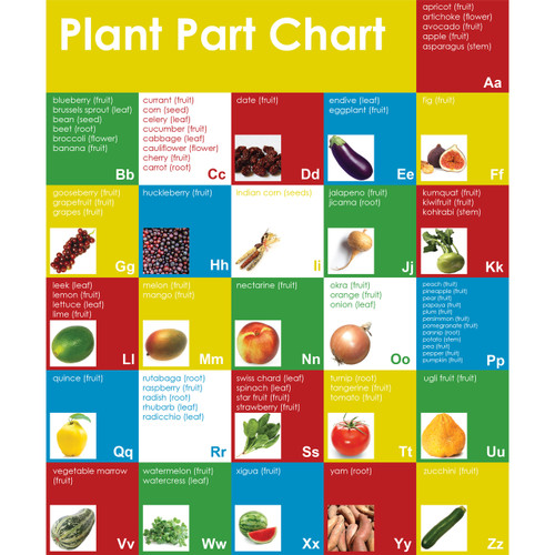 The plant part chart which lists A-Z names of different plants.
