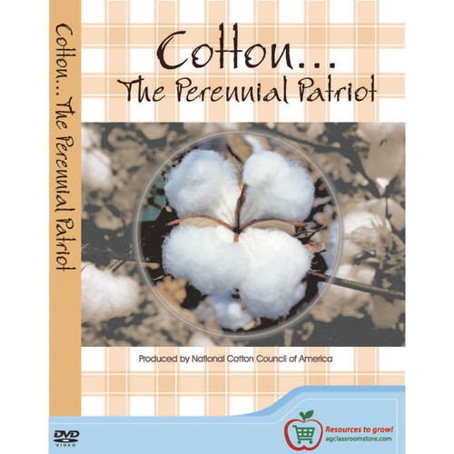 Front cover of the Cotton the Perennial Patriot DVD which is a picture of a cotton boll. Front cover of the Cotton the Perennial Patriot DVD which is a picture of a cotton boll.
