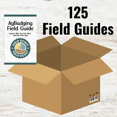 Animated box and the front cover of the AgBadging Field Guide booklet.