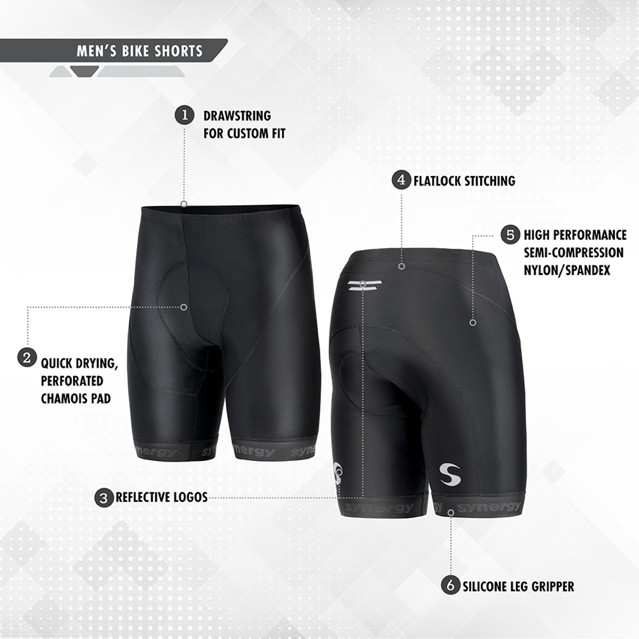 Mens Synergy Bike Shorts in color Black