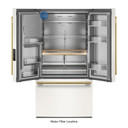 Kitchenaid® 30 Cu. Ft. 36-Inch French Door Refrigerator with Exterior Water and Ice Dispenser and Wood-Look Sliding Tray in Porcelain White KRFF436SPL