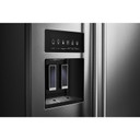 Kitchenaid® 22.6 cu ft. Counter-Depth Side-by-Side Refrigerator with Exterior Ice and Water and PrintShield™ finish KRSC703HPS