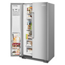 Kitchenaid® 22.6 cu ft. Counter-Depth Side-by-Side Refrigerator with Exterior Ice and Water and PrintShield™ finish KRSC703HPS