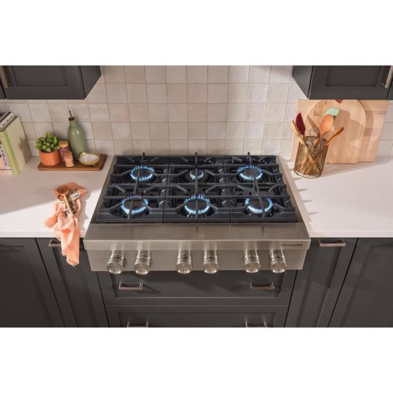 KitchenAid® 36-inch 6-Burner Gas Commercial-Style Rangetop KCGK936TSS