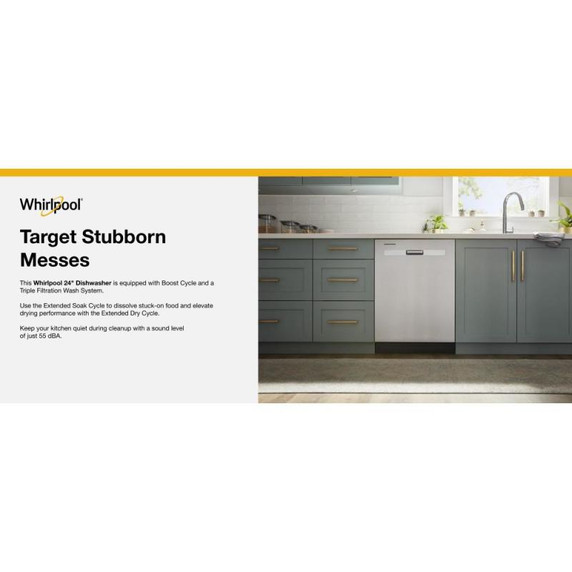 Whirlpool® Quiet Dishwasher with Boost Cycle and Pocket Handle WDP540HAMZ