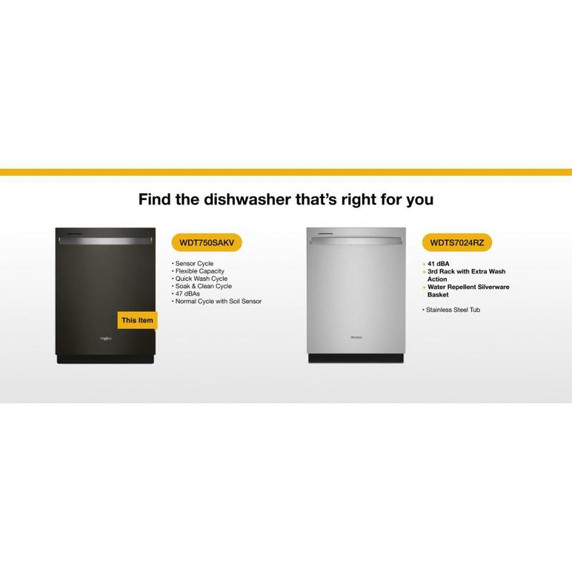 Whirlpool® Large Capacity Dishwasher with 3rd Rack WDT750SAKV