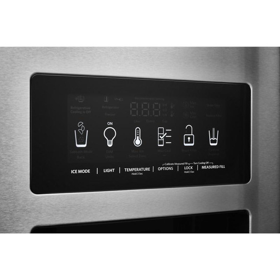 Kitchenaid® 22.6 cu ft. Counter-Depth Side-by-Side Refrigerator with Exterior Ice and Water and PrintShield™ finish KRSC703HPS