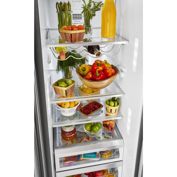 Kitchenaid® 24.8 cu ft. Side-by-Side Refrigerator with Exterior Ice and Water and PrintShield™ finish KRSF705HPS