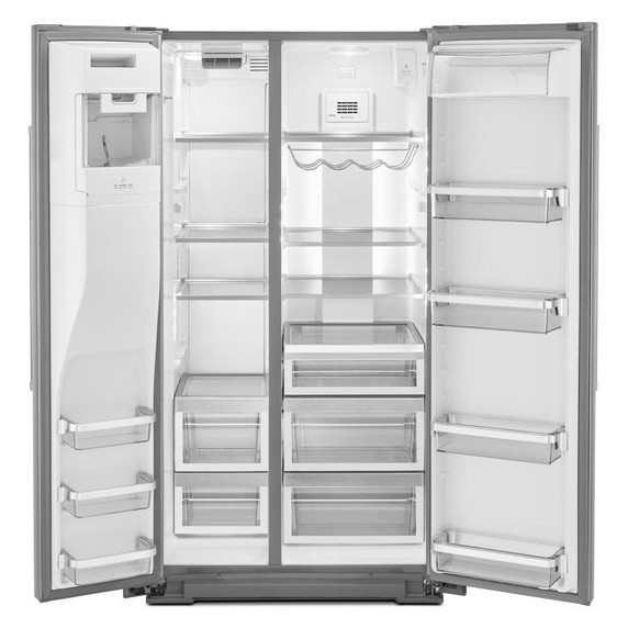 Kitchenaid® 24.8 cu ft. Side-by-Side Refrigerator with Exterior Ice and Water and PrintShield™ finish KRSF705HPS