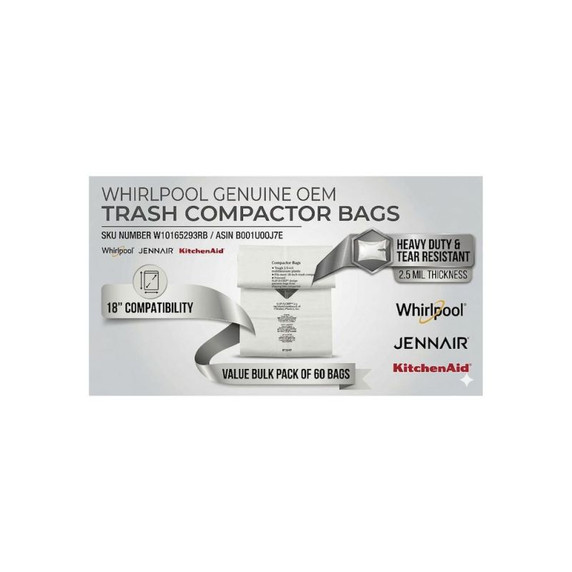 60 Pack-Plastic Compactor Bags-18" Models W10165293RB