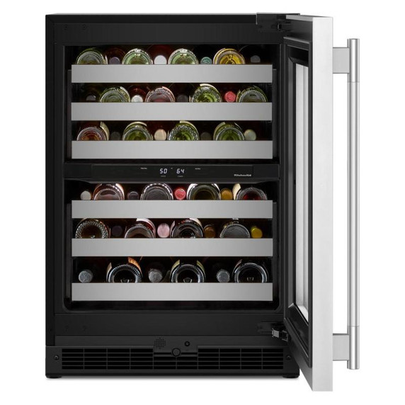 Kitchenaid® 24" Undercounter Wine Cellar with Full-Extension Metal-Front Racks KUWR324SSB