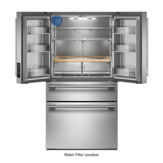 Kitchenaid® 30 cu. ft. French Door Refrigerator with Interior Water and Ice and FreshChill™ Full-Width Refrigerated Drawer KRMF336SPS