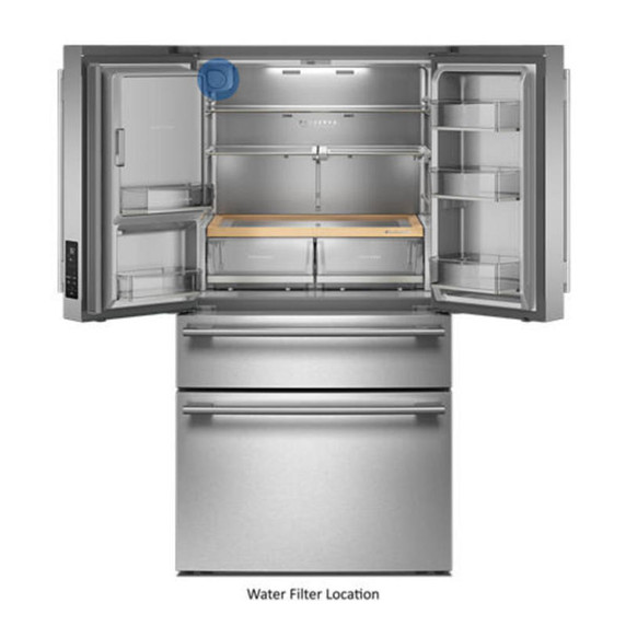 Kitchenaid® 29 cu. ft. French Door Refrigerator with Exterior Water and Ice and FreshChill™ Full-Width Refrigerated Drawer KRMF436SPS