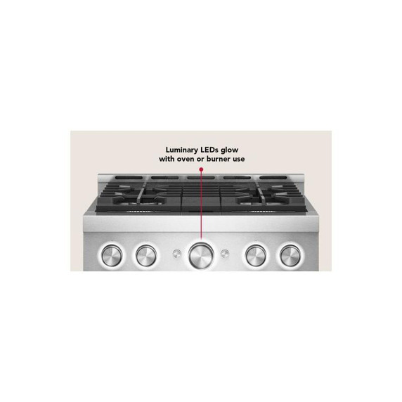 KitchenAid® 30-Inch 4 Burner Commercial-Style Gas Range with No Preheat Air Fry Mode KFGS930SSS