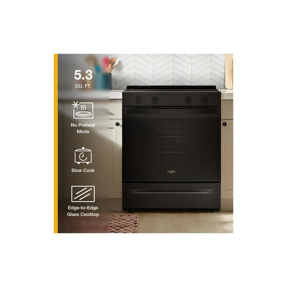 Whirlpool® 30-inch Electric Smart Range with No Preheat Mode and Steam Clean YWSES3330TB