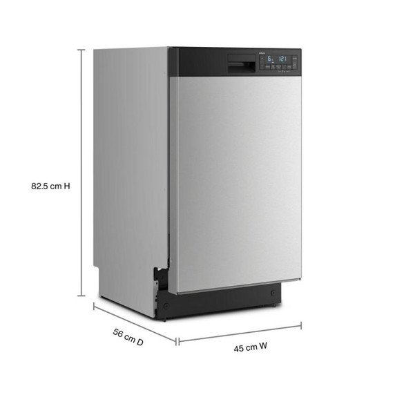 Whirlpool® 18" Stainless Steel Dishwasher with Half Load Cycle and Triple Spray Arms - 48 dBA WDFS5118SS