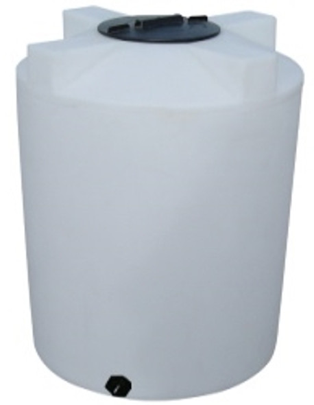 300 Gallon Short White vertical plastic storage tank.