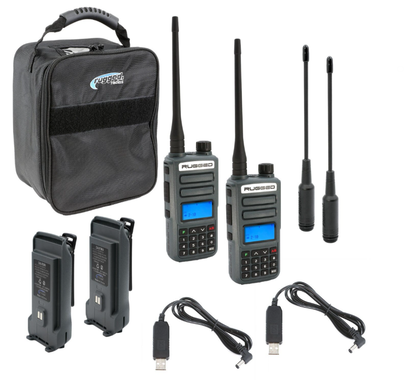 Rugged Radios ADVENTURE PACK - GMR2 PLUS - GMRS / FRS Two Way Handheld Radios with Accessories - RUGGED-ADVENTURE-PACK