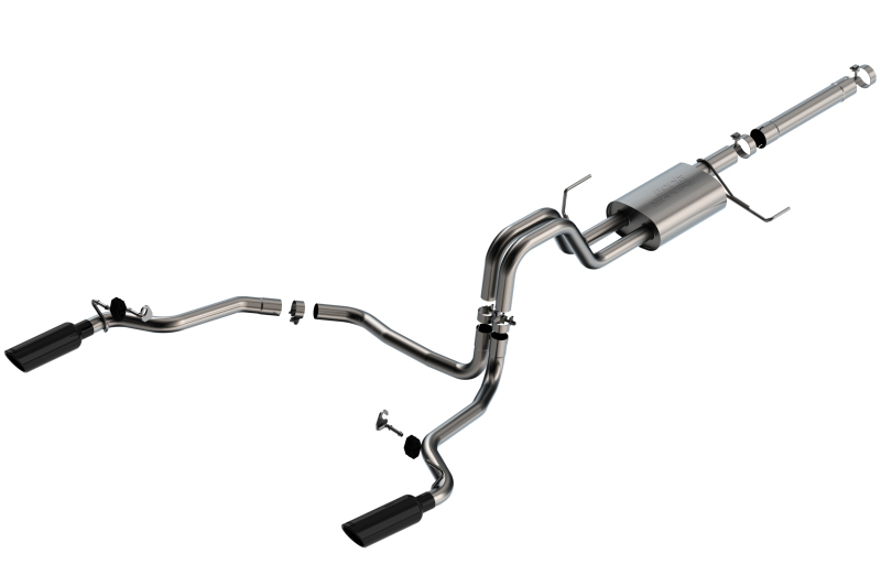 Borla 21-22 F-150 Powerboost 3.5L V6 2WD & 4WD 4DR 3in, 2.25in S-TYPE Catback w/ Black Chrome Tips - 140903BC