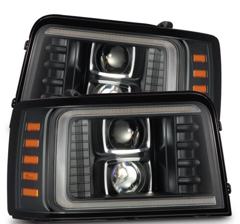 AlphaRex 92-96 Ford F-Series/Bronco LUXX-Series Proj Headlights Blk w/Actv Light SeqSig & SBDRL - 880268