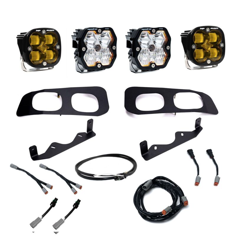 Baja Designs 2023+ Ford SD Squardon Pro/SAE 2.0 Dual Fog Pocket Kit Upfitter (SAE Fog) - Baja Amber - 440034UP