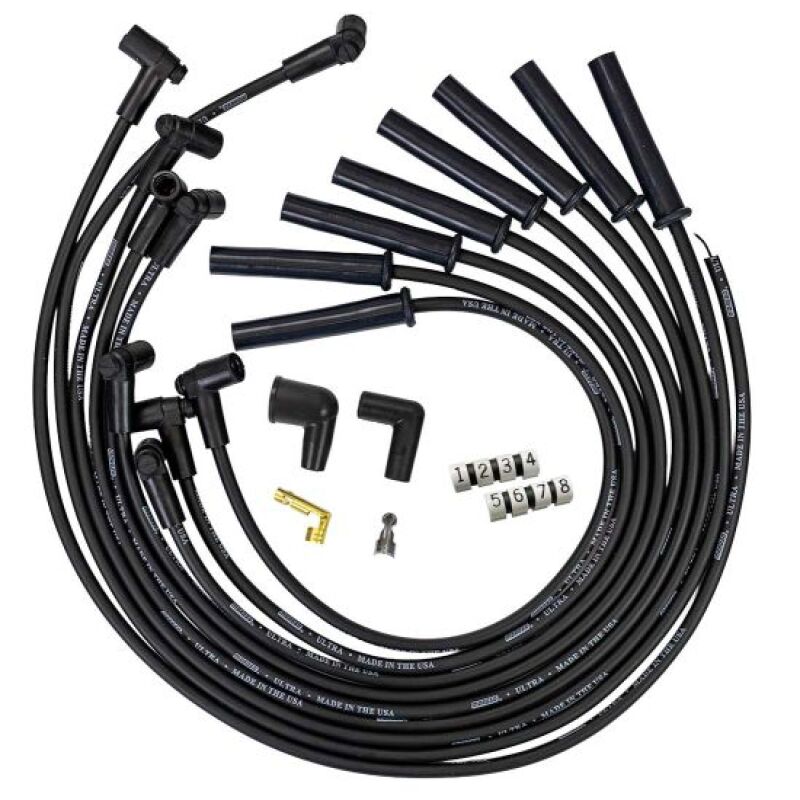 Moroso GM BBC 366-454 HEI-Style w/o Coil In Cap Ultra 350 8mm Multi-Angle Spark Plug Wire Set - Blk - 51039