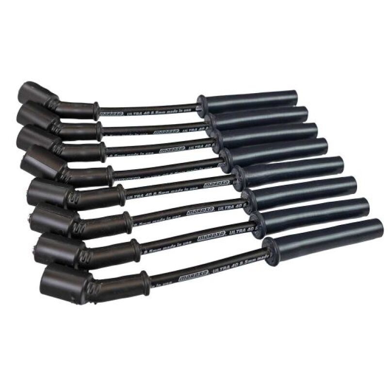 Moroso GM LS 5.7L/6.0L/6.2L/7.0L Ultra40 8.5mm Multi-Angle Boot Ignition Spark Plug Wire Set - Black - 73755