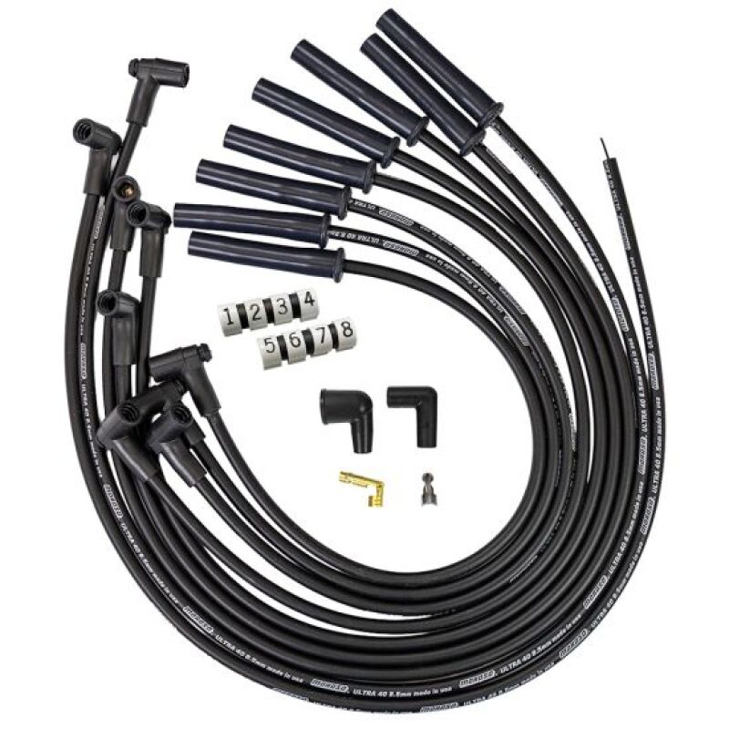 Moroso GM BBC 366-454 HEI-Style w/o Coil In Cap Ultra 40 8.5mm Multi-Angle Spark Plug Wire Set - Blk - 73761