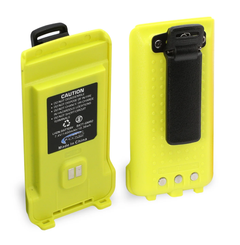 Rugged Radios GMR2 Replacement Lithium Battery w/12v Charge Port and Belt Clip Safety Yellow - BAT-GMR2-HV