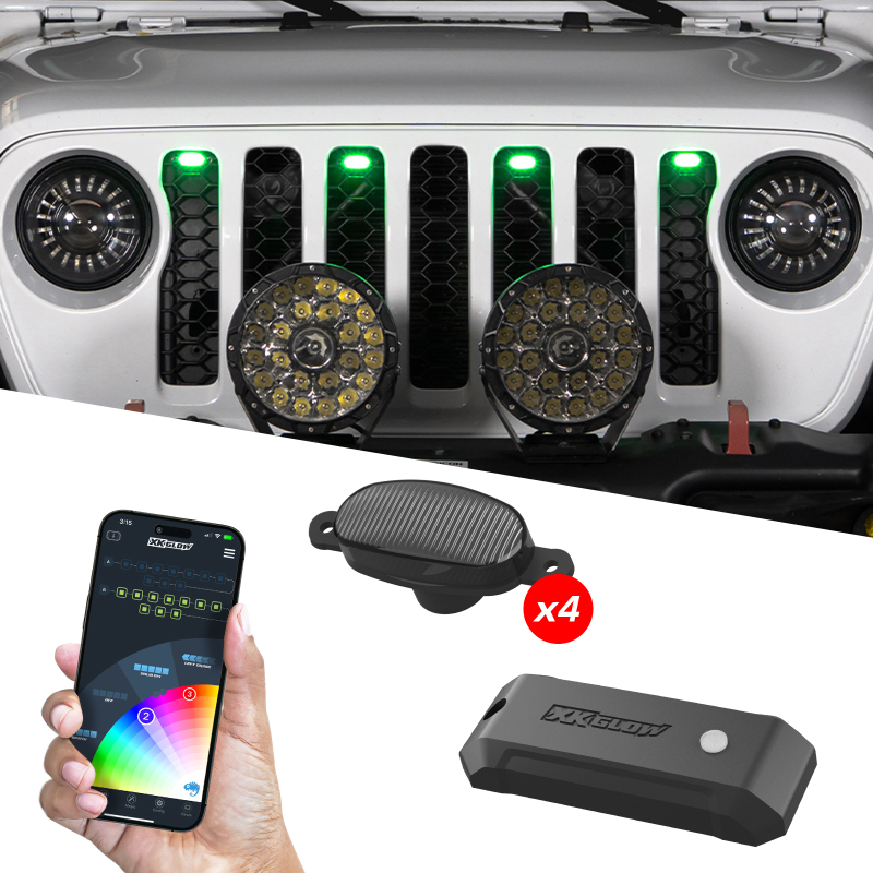XK Glow XKmax Pre-Runner Style RGBW LED Grill Pods - 4pc - MX-GPOD-4